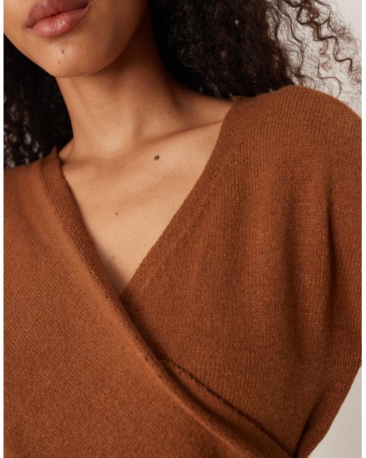 Vila Brown Knitted Mini Wrap Dress