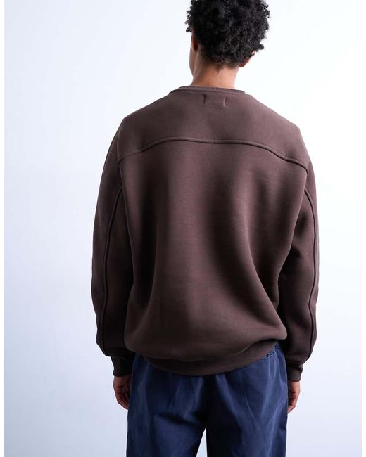 Topman Brown Heavyweight Raglan Sweatshirt With Raw Seam for men