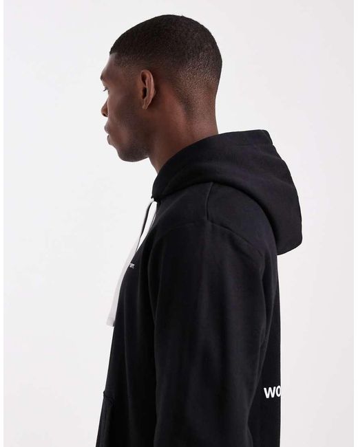 Jack & Jones Black Oversized Project Core Back Print Hoodie for men