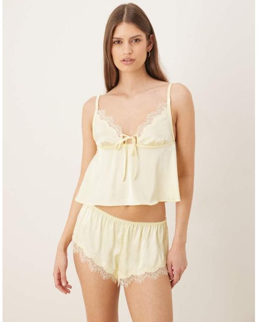 KAT THE LABEL Natural Sorrento Satin Lace Short