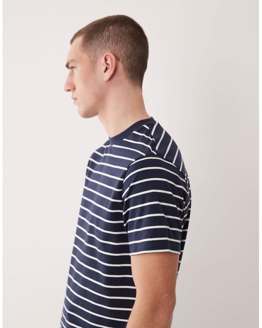 ASOS – 2er-pack gestreifte basic-t-shirts in Blue für Herren