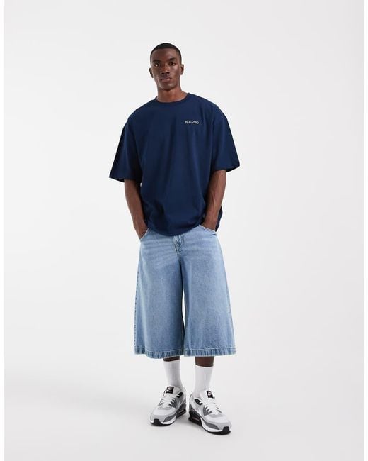 ASOS Blue Heavyweight Oversized T-shirt Co-ord With Metallic Text for men
