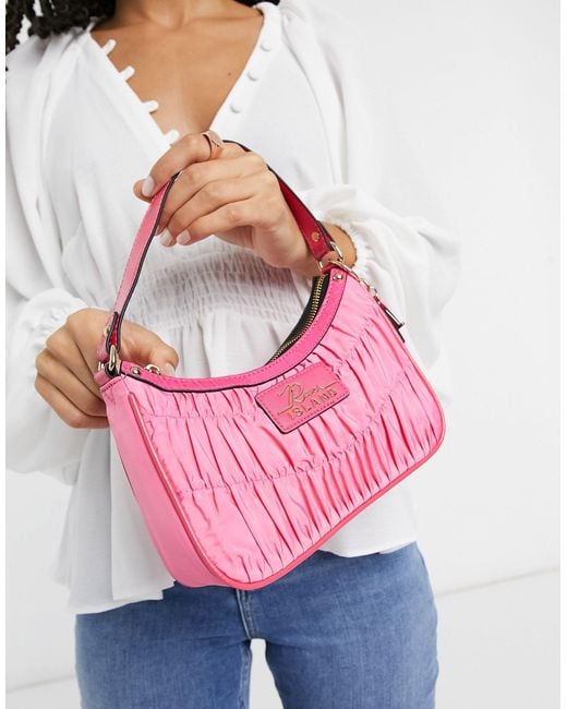 Pink ruched bag sales