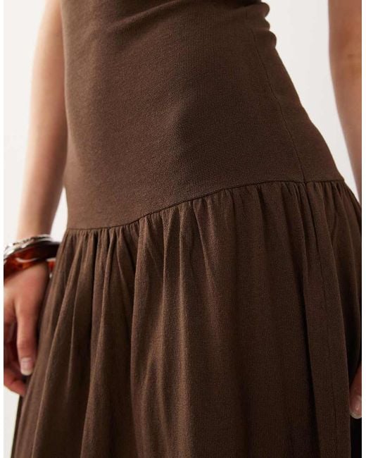 Mango Natural Scoop Neck Strappy Drop Waist Maxi Dress