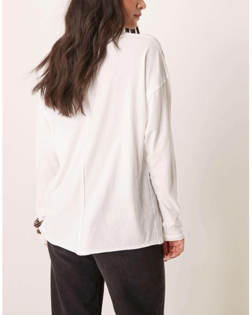 Free People White Nina Long Sleeve T-Shirt
