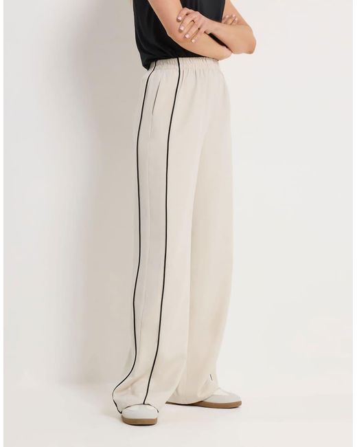 Long Tall Sally Natural Piped Wide Leg Trousers
