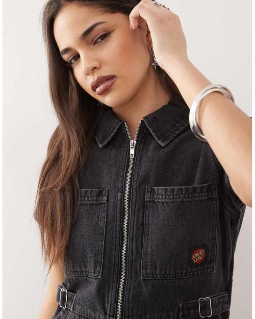 Santa Cruz Natural Line Up Utility Denim Jumpsuit