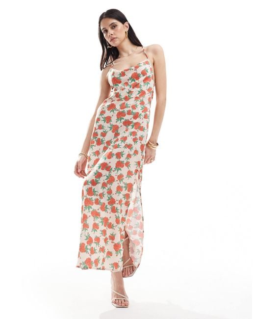 Vila White Satin Low Cowl Back Cami Maxi Dress
