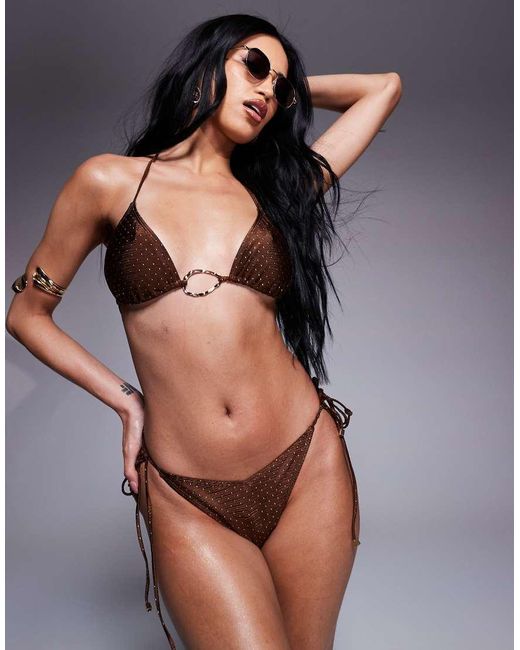 South Beach Black Studded Tieside Bikini Bottom