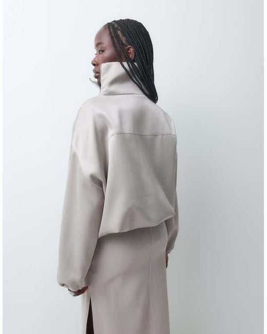 ASOS Gray Satin Funnel Neck Jacket