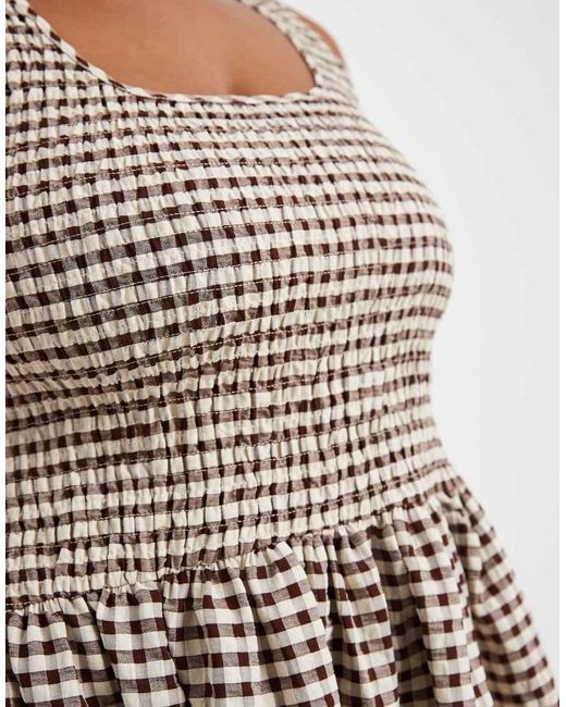 ASOS Brown Asos Design Curve Shirred Maxi Dress