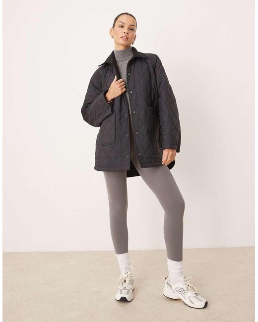 Tala Black Oversized Reversible Fleece And Quilted Jacket