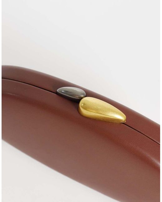 ASOS Brown Round Hardbox Clutch With Hardware