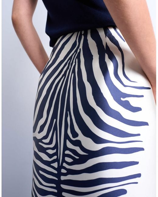 TOPSHOP Blue Satin A Line Midi Skirt