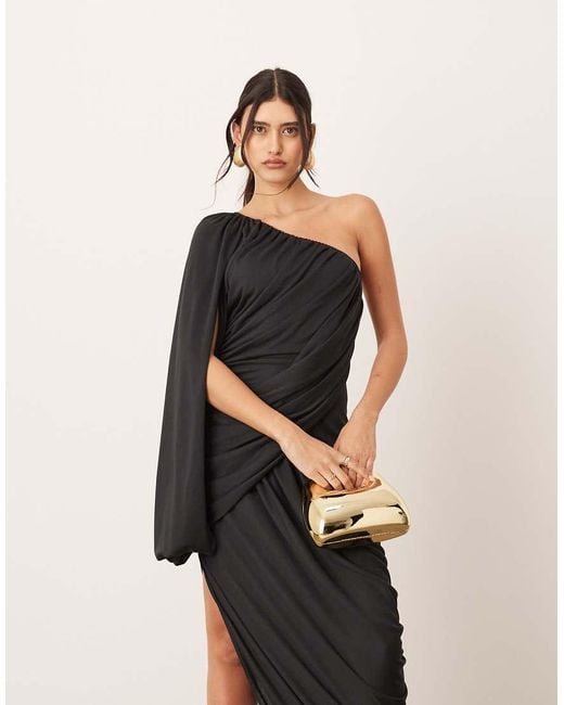 ARRANGE Natural Drape One Shoulder Maxi Dress With Tulip Skirt