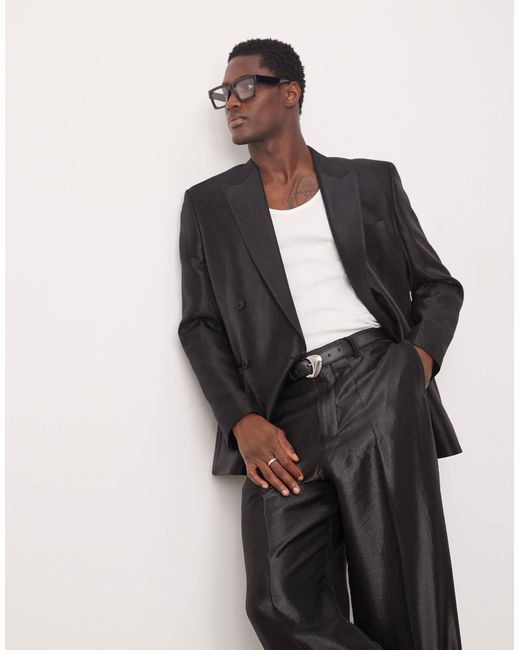 ASOS – zweireihige regular fit anzugjacke in Blue für Herren