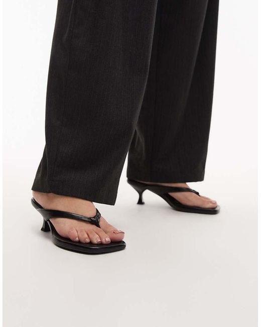 ASOS Black Wide Fit Havana Flip Flop Kitten Heel Sandals