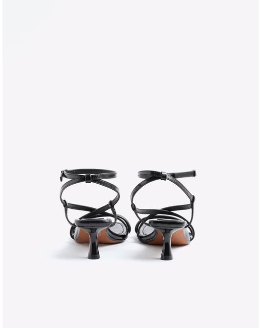River Island Black Kitten Heeled Strappy Sandals