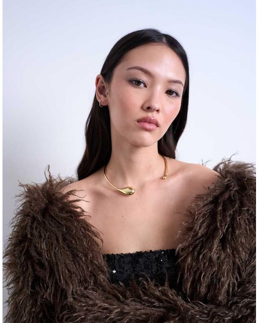 TOPSHOP Black Nila Teardrop Adjustable Choker Necklace