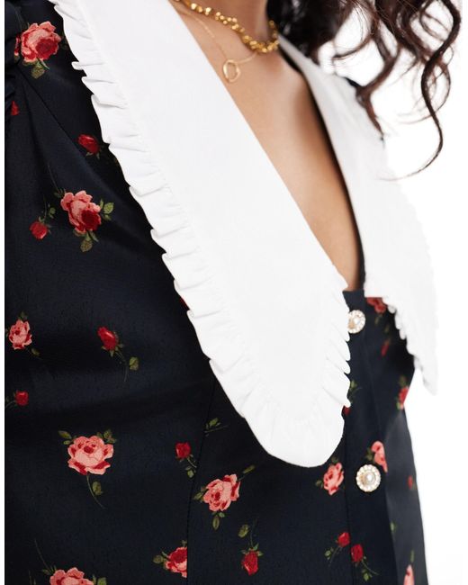 Miss Selfridge Black Collar Button Through Mini Tea Dress