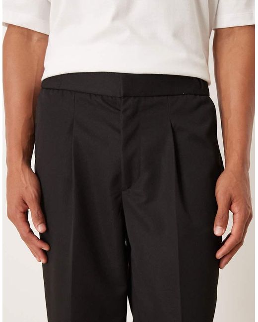 Pantalones De Vestir Negros De Pernera Recta Con Cinturilla Elástica De ASOS de hombre de color White