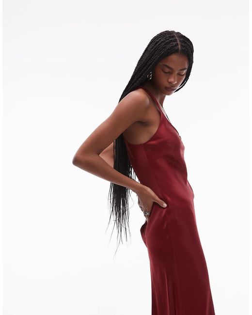 ASOS Red Satin Scoop Maxi Dress