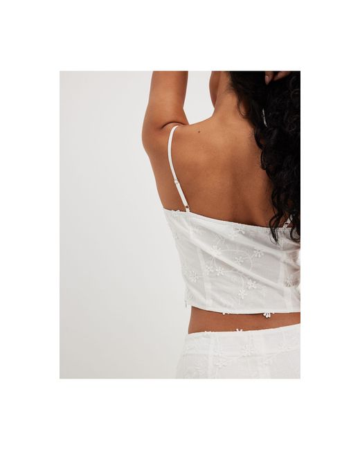 NA-KD White Broderie Anglaise Cami Top