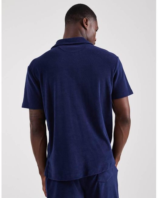 Polo Ralph Lauren Blue Icon Logo Co-ord Terry Cloth Short Sleeve Shirt for men