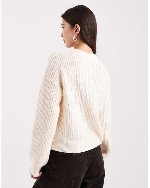 Miss Selfridge Natural Chunky Rib Crew Neck Cardigan
