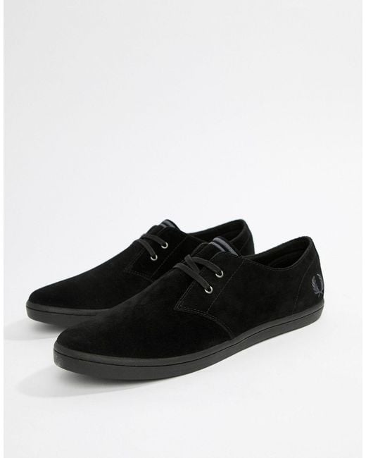 Fred Perry Black Byron Low Suede Shoes for men