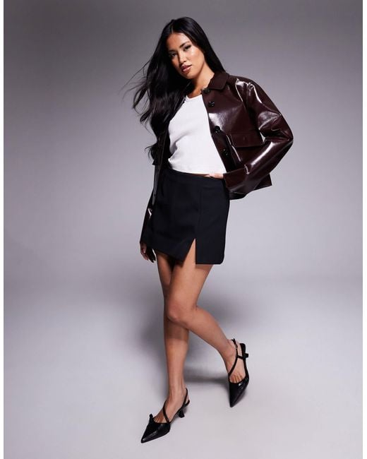 River Island Gray Notch Front Mini Skort