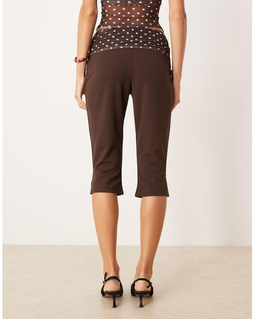 ASOS Natural Co-Ord Capri Trousers With Mesh Detail