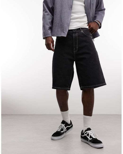 Stan Ray Black Denim Relaxed Fit Shorts for men
