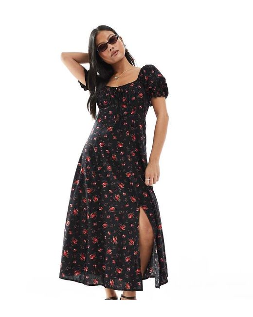 Miss Selfridge Black Spun Tea Midaxi Dress