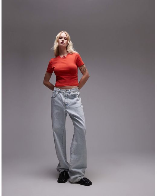 TOPSHOP Red Shrunken Everyday Tee