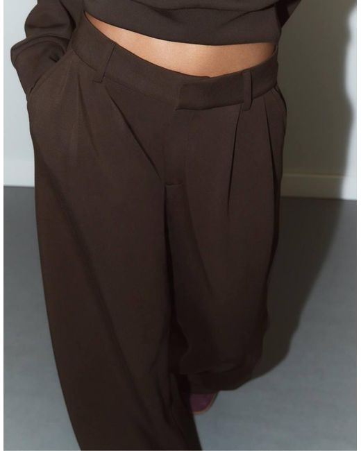 Stradivarius Brown Soft-touch Smart Trousers