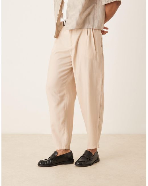 ASOS Natural Oversized Tapered Smart Trousers for men