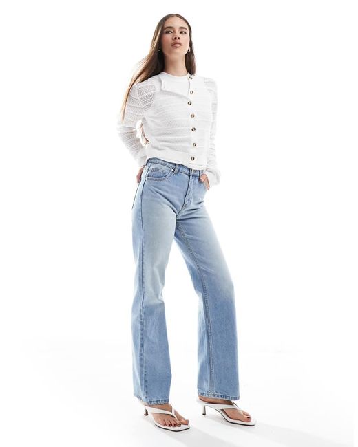 Brave Soul White Stitch Detail Crew Neck Cardigan