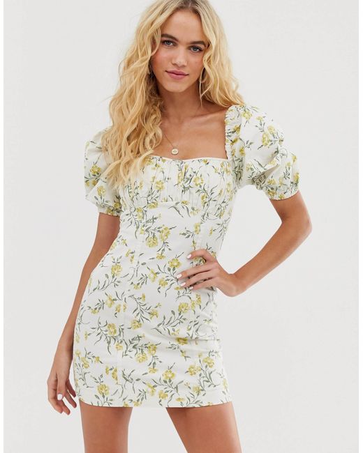 & Other Stories Multicolor Puff Sleeve Mini Dress In Vintage Floral Print