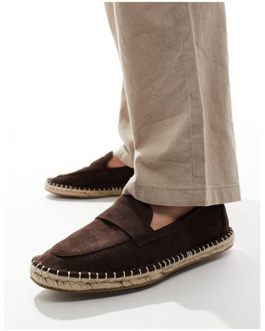 ASOS – espadrilles im loafer-design aus wildlederimitat in Brown für Herren