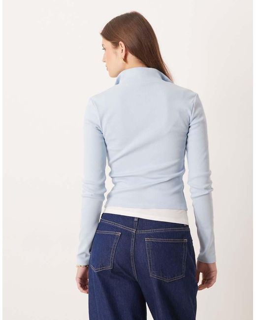 Gina Tricot White Two Way Zip Top