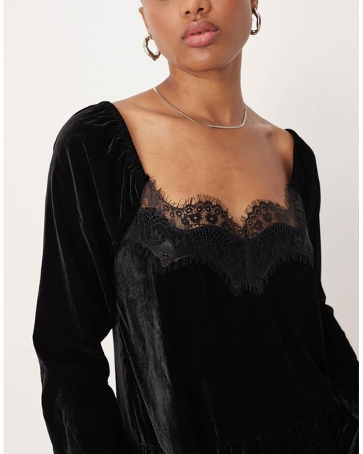 ASOS Asos Design Tall Long Sleeve Sweetheart Neckline Velvet Mini Dress in Black | Lyst ASOS Asos Design Tall Long Sleeve Sweetheart Neckline Velvet Mini Dress in Black | Lyst