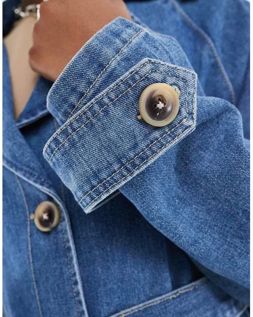 ONLY Blue Belted Denim Trench