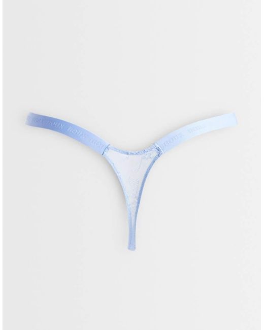 Boux Avenue Blue Fran 3 Pack High Leg Lace Lingerie Thongs