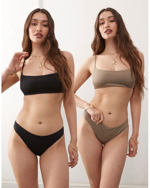 Weekday Brown Bandeau Bikini Top 2-pack