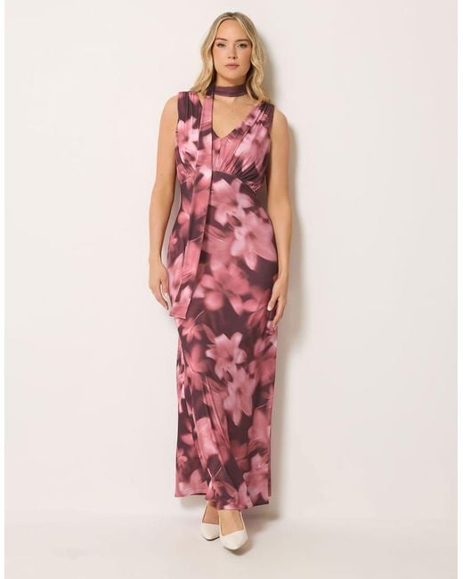 Long Tall Sally Pink Floral Scarf Detail Maxi Dress