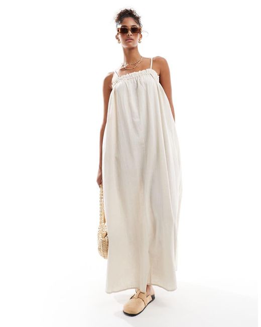 Wednesday's Girl Natural Strappy Maxi Smock Dress