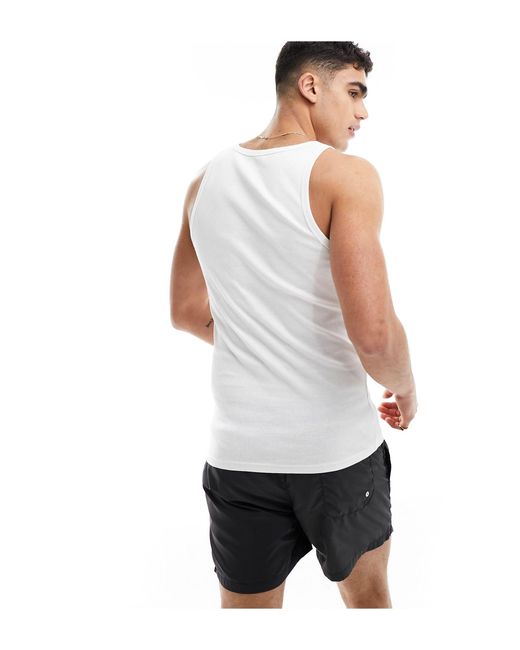 New Look White Muscle Fit Rib Vest for men