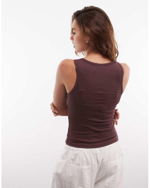 Weekday Purple Rib Square Neck Tank Top
