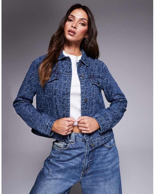 ARMANI EXCHANGE Blue Monogram Denim Jacket